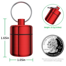Ear Plug Carrying Case Keychain(2 Pack), Small Waterproof Metal Earplug Case Ear Plug Holder Container Great for Earplugs, Pills Case Pill Box and Jewelry Holder (Grey Red)