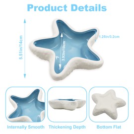 Ceramic Seashell Jewelry Dish tray, Small Shell Trinket Dish, YITOBA Jewelry Holder Dish Plate for Rings Earring, Aesthetic Decorative Key Bowl, Ocean Beach Blue Coastal Room Decor (Blue)