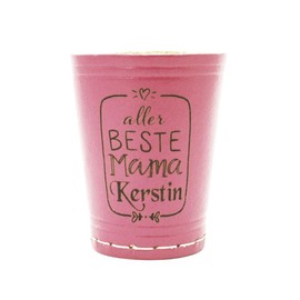 Diamandi Leather Dice Cup with Engraving – Purple – Ladies Edition – Includes 6 Dice – Gift Idea for Mum – Personal Engraving (Beste Mama)