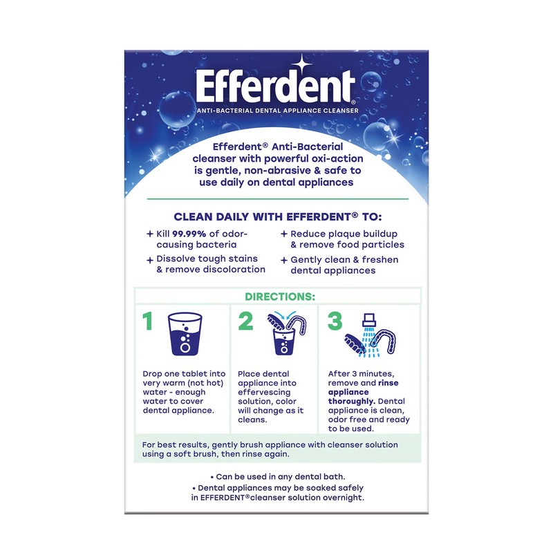 Efferdent Retainer Cleaning Tablets, Denture Cleanser Tablets for Dental Appliances,