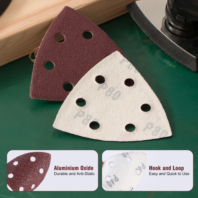 MIDO Professional Abrasive Triangle Sanding Pads 50 Pcs 93 mm