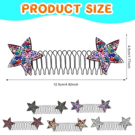 Hair Comb 5PCS Rhinestone Star Hair Comb,Chopped Hair Organiser,Invisible Back of Head Hair Plate,Girl's Hair Comb,Headband for Women Girls