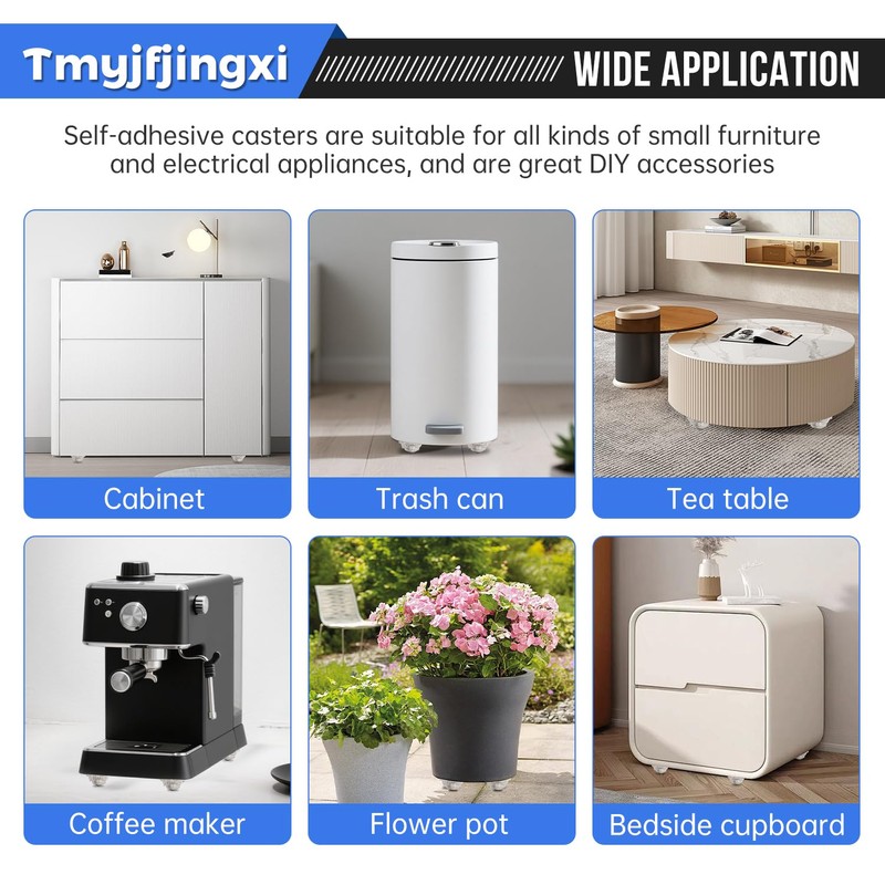 Tmyjfjingxi 16 Pack Clear Small Self Adhesive Appliance Caster Wheels