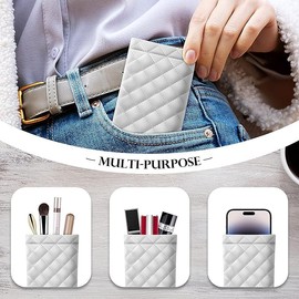 Squeeze Top Sunglass Pouch - Portable Sunglass Organizer Pouch Bags Soft PU Leather Glasses 2 Pack, Pink-black, Medium (Pink+White)