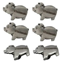Cucumis 6Pcs Metal Unique and Cute Pig Knobs Animal Handle Cabinet Drawer Dresser Close Bookcase Cupboard Hardware Door Pull for Home Kitchen Office Accessories (Ancient Silver)