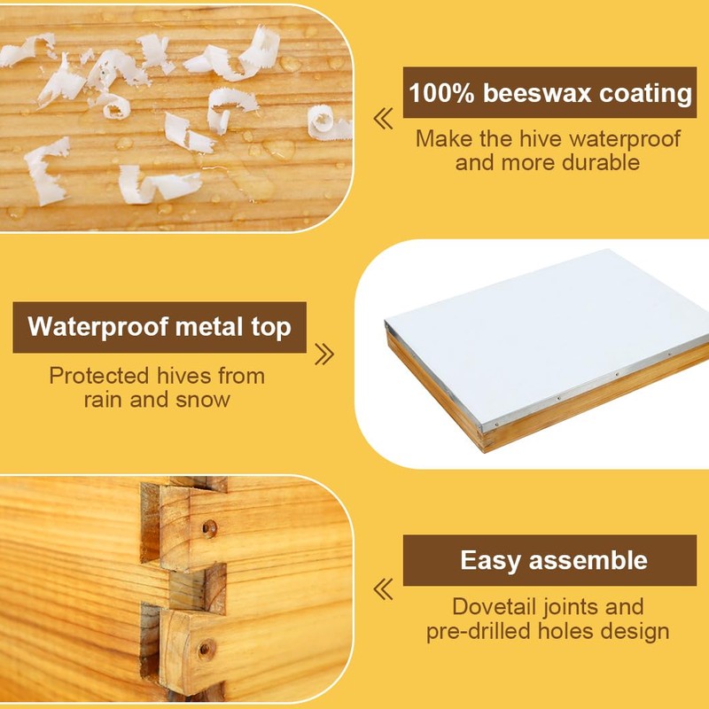 beeknows 10 Frame Langstroth Beehive Kit Dipped in 100% Beeswax