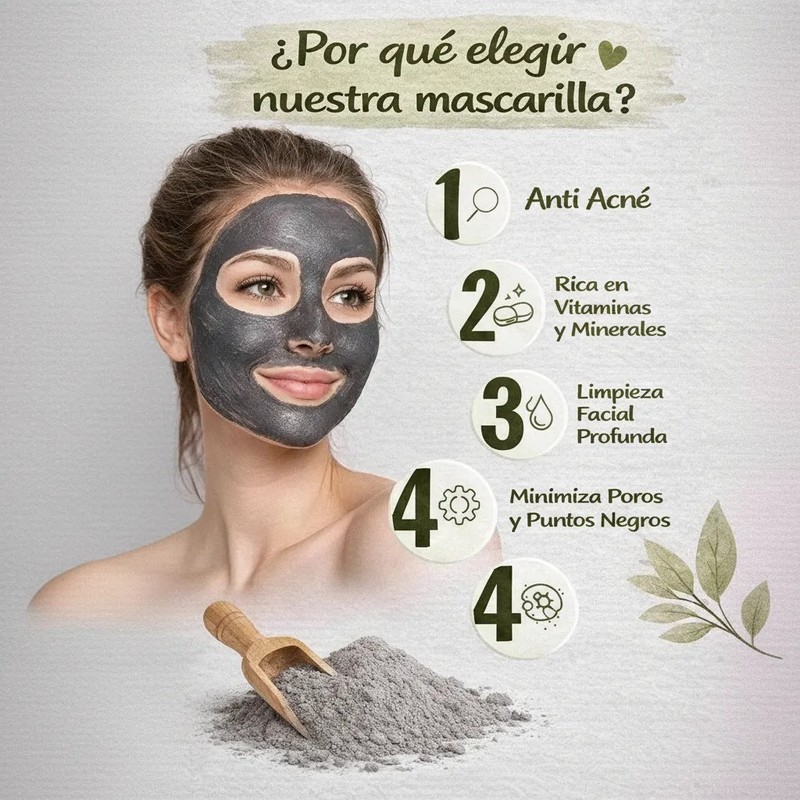 Mascarilla Facial Arcilla Negra Limpieza Pack 2 Profunda