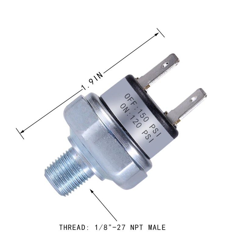 Air Pressure Switch 120-150 PSI 1/8"-27 NPT DC 24V 12V