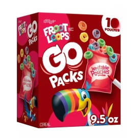 Kellogg's 🔵 New Kelloggs Froot Loops Fruit GO Packs 10 Pouches Snack Bags 12oz
