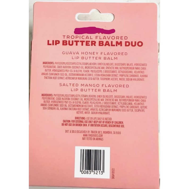 Trader Jo Tropical Flavored Lip Butter Balm Duo Joes Gift