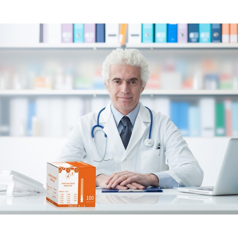 Disposable Luer Lock Needle 100Pack (22G-1.5IN)