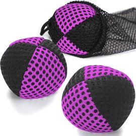 oazoxcx Juggling Balls for Beginners and Professionals, 2 Layers Net and Carry Bag, Juggling Balls Set of 3, 62 mm Juggling Balls Children, Purple/Black