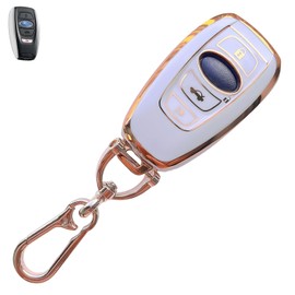 for Subaru Key fob Cover with Keychain,White Soft TPU Protection Key Case Shell,4 Buttons for Forester Outback BRZ Legacy Ascent CrossTrek WRX Impreza STI Smart Remote Key (For Subaru A)