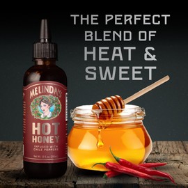 Melinda’s Hot Honey - 10 oz, 1 Pack - Spicy Honey Sauce Made with Colombian Honey, Apple Cider Vinegar, Cayenne Pepper - Sweet & Spicy Infused Honey Perfect for Dipping, Drizzling - Non GMO Hot Sauce