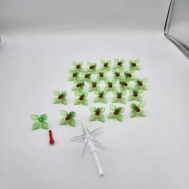 Unbranded *NEW* 25 Green Holly lights, bulbs w/Red center pins for Ceramic Christmas tree