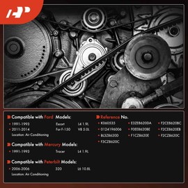 A-Premium Engine Serpentine Drive Belt Compatible with Ford, Mercury & Peterbilt Cars - F-150 F150 2011-2014, Escort 1991-1993, Escort 1991-1993, 320 2006-1.9L 5.0L 10.8L, Replace# E3ZE8620DA