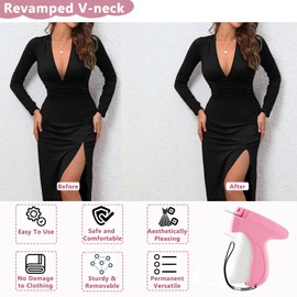 Consss Micro Stitch Gun for Clothes, Sticky Gun1000 White Fasteners + 500 Black Fasteners + 5 Tag Gun Needle, Stitchy Quick Clothing Fixer Sewing Gun for Clothes Tag Quilt