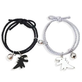 Dinosaur Couple Bracelets Cute Enamel Cat Matching Bracelet for Couples Friendship Relationship Stretch Bracelet Valentines Day Gifts for Her