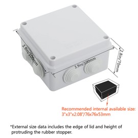 LeMotech ABS Plastic Dustproof Waterproof IP65 Junction Box Universal Electrical Project Enclosure White 3.9 x 3.9 x 2.8 inch (100 x 100 x 70 mm)(Pack of 2)