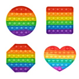 Plopper Toy, Pack of 4 Pop Bubble Fidget Toys, Rainbow Anti-Stress Toy, Sensory Toy, Relief Anxiety, Autism, Anti-Stress Toy for Children and Adults