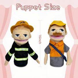 Hand Puppets are Professional Characters, Fireman and Postman Role-Playing Storytelling Hand Puppet for Kids Age 4-8 Puppets with Movable Mouths and Control levers