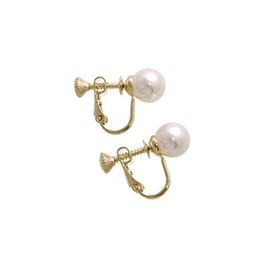 VINGTAINE P1288A-WHG-E Single Grain Pearl Earrings 0.3 inches (8 mm) Simple, Cute, Fashionable, Acrylic