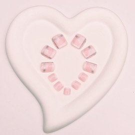 French Tip Press on Toenails White Flower Full Cover Fake Toenails Short Square Summer False Toenails Cute Toe Nails Press ons with Sliver Line Design Glossy Toenails for Women Girls 24 Pcs