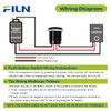 FILN 3Pcs 19mm Latching LED Push Button Switch IP67 20A