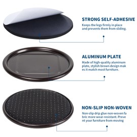 Ezprotekt 4" Round Non Slip Furniture Pads, 16 Pcs Anti Slip Furniture Caster Cups, Furniture Coasters for Hardwood Floors, Furniture Stoppers to Prevent Sliding, Prevent Floors Scratches, Brown/Black