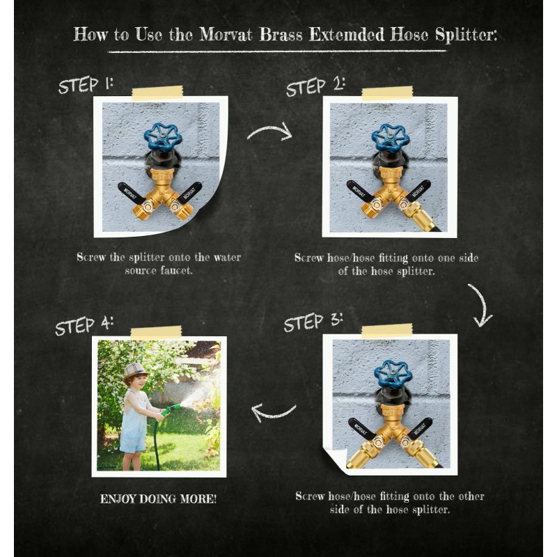 Morvat Heavy-Duty Brass 2-Way Garden Hose Splitter with Extended Metal