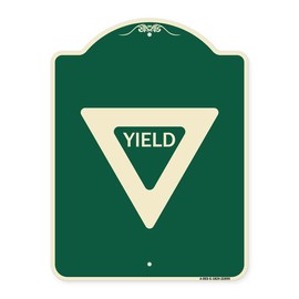 SignMission Designer Series Sign - Yield | Green & Tan 18" x 24" Heavy-Gauge Aluminum Architectural Sign | Protect Your Business & Municipality | Made in The USA