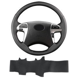 Yeolpise Hand Sewn Steering Wheel Cover,Fit for Toyota Camry XLE 2017/Highlander 2008 2011/Camry 2010/Hilux 2012/Hilux Invincible 2014,Non-Slip Breathable Microfiber Leather Steering Wheel Cover