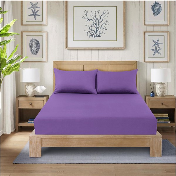 CHARKHAH Polycotton Fitted Sheet for Single Double King Super King