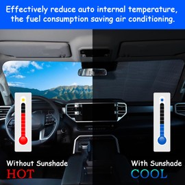 Parasol de parabrisas apto para Toyot@ Tundra/Sequoia 2022+, parasol plegable para ventana delantera, visera de protección solar automática bloquea los rayos UV y mantiene el vehículo fresco (para