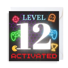 Second Ave Gaming Gamer 12th Birthday Age 12 Square Children's Kids Birthday Greeting Card for Boy or Girl