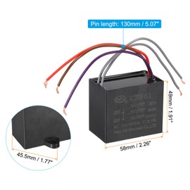PATIKIL 5uF+6uF+7uF 450 V CBB61 Capacitor, 1Pcs Ceiling Fan Capacitor Motor Starting Capacitor Metalized Polypropylene Film Capacitors for Ceiling Fan Motor, Black