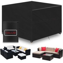 Callni Garden Furniture Covers Waterproof Rectangular Strap,70x70x70cm Outdoor Table Cover 420D Oxford Fabric Windproof Anti-UV, Patio Furniture covers Protective for Rattan Chair Sofa
