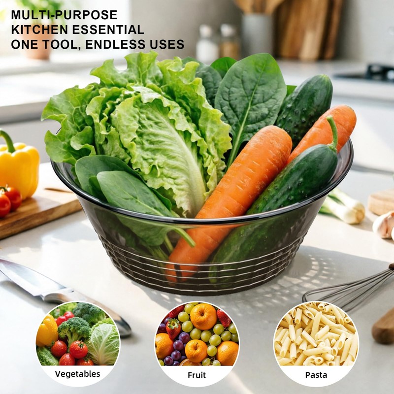 Shock-Resistant Plastic Colander for Kitchen Set of 6, 2 in