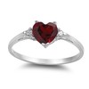 925 Sterling Silver Faceted Natural Genuine Red Ruby Heart Promise