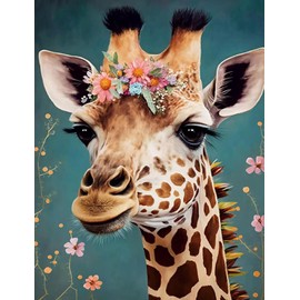 NANASUGUR Paint by Numbers Adults, DIY Hand-Painted Oil Painting Kits for Home Decor, Canvas Painting Gift for Adults, Beginners, Children, Giraffe 40 x 50 cm, Without Frame