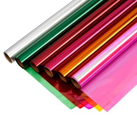 6 Rolls Transparent Colored Cellophane Wrap for Gift Wrapping, 6 Colors (17 Inches x 10 Feet)