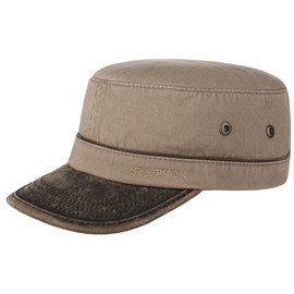 Stetson Katonah Cotton Army Cap Women/Men - Military Metal Buckle, with Peak Summer-Winter Summer - XL (60-61 cm) Light Brown