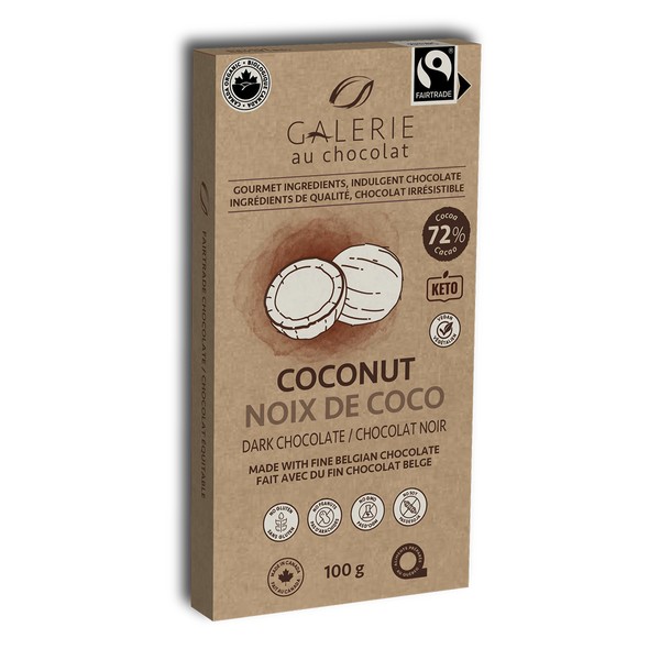Galerie Au Chocolat Organic Dark Chocolate Bar Coconut 100g