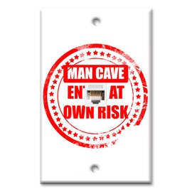 Art Plates - One Port RJ45 Ethernet decorative printed keystone style wall plate. Works with Cat5 through Cat8 cables. Female to Female Connection. - Man Cave