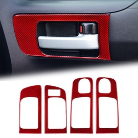 BLAKAYA Compatible with Carbon Fiber Inner Door Handle Cover Frame Interior Decoration Sticker for Toyota Tundra 2014 2015 2016 2017 2018 2019 2020 2021(4PCS Red)
