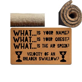 IFHUH What is Your Name What is Your Quest Doormat Faux Coir Fiber Doormat Coir Doormat Welcome Coir Doormat Anti-Stain Entry Doormat Funny Home Decor Anti-Slip PVC Backing 17.5" x 29.5"