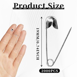 Mini Sliver Heavy Duty Strong Safety Pins Assorted Invisible - 2000 Pieces, Craft Sewing Accessories For Baby Clothing Arts, Haberdashery Supplies