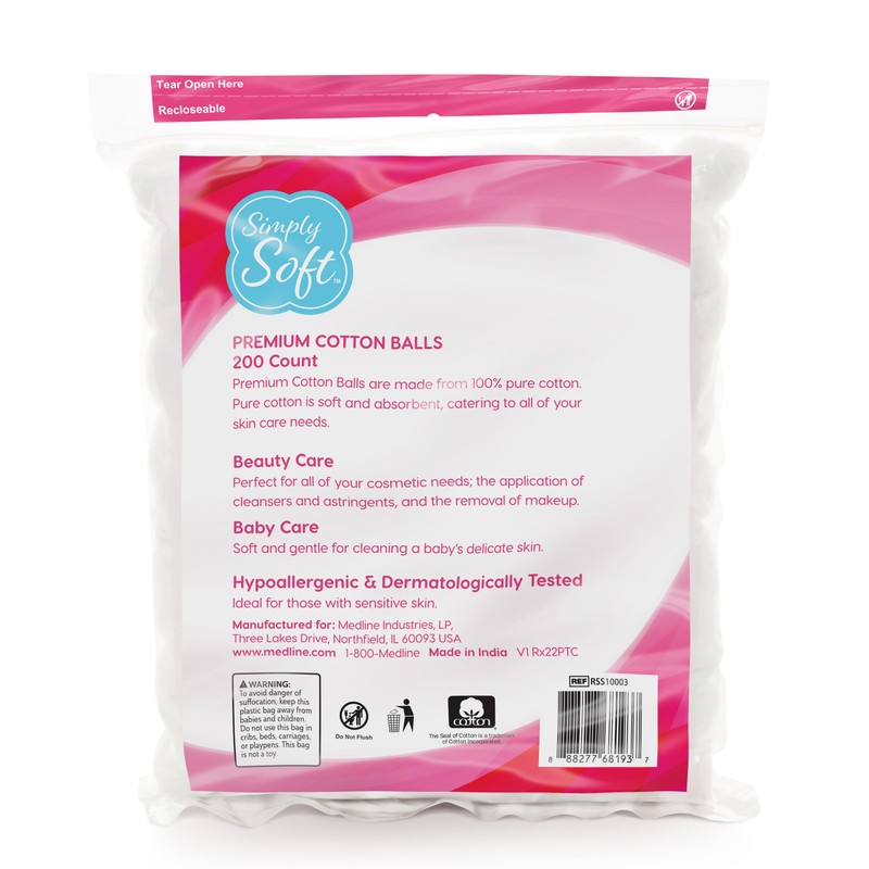 Simply Soft Premium Cotton Balls (600 Count), 100% Pure Cotton,