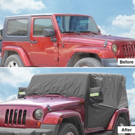 CheroCar for Jeep Car Cover Weatherproof Car Cover Protect from Snow Rain Hail Sunshine fit for Jeep Wrangler JL JK