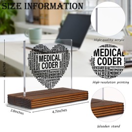 Medical Coder Word Cloud Clear Desk Decorative Sign Appreciation Gift for Coding Professionals & Healthcare IT Specialists EC212